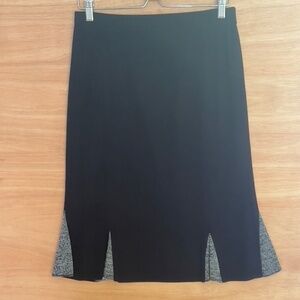 Exclusively Misook black pull on knit skirt size S a-line black gray stretch